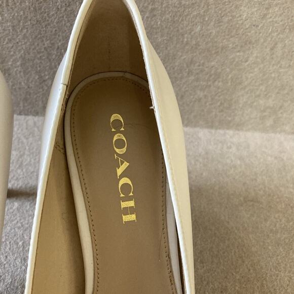 Coach Vonna High Heel Shoe Women’s Sz 7 Chalk Pump Beaded Point Toe - Picture 5 of 11